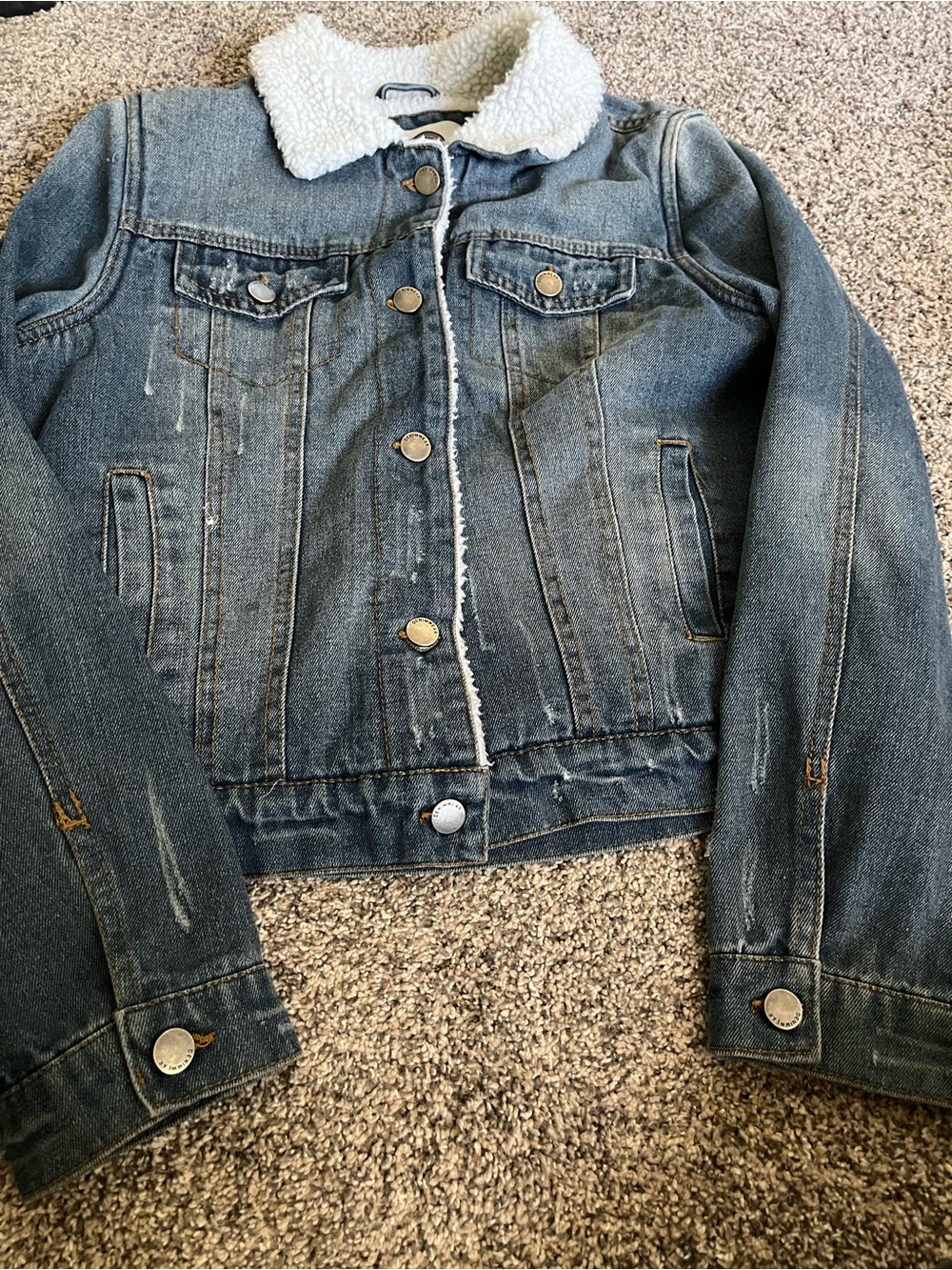 Women's Sherpa-Lined Denim Jacket - Dark Blue